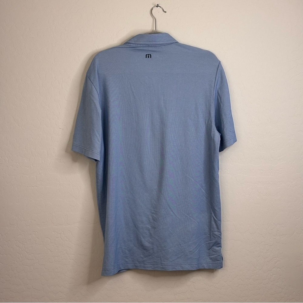Travis Mathew Mens L Blue White Chest Stripe Performance Tech Golf Polo - Picture 2 of 9